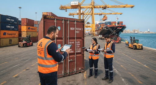 التخليص الجمركي وفحص الحاويات بميناء الإسكندرية