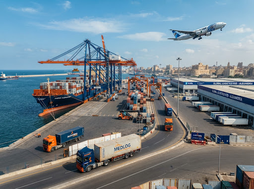 عمليات الشحن واللوجستيات بميناء الإسكندرية